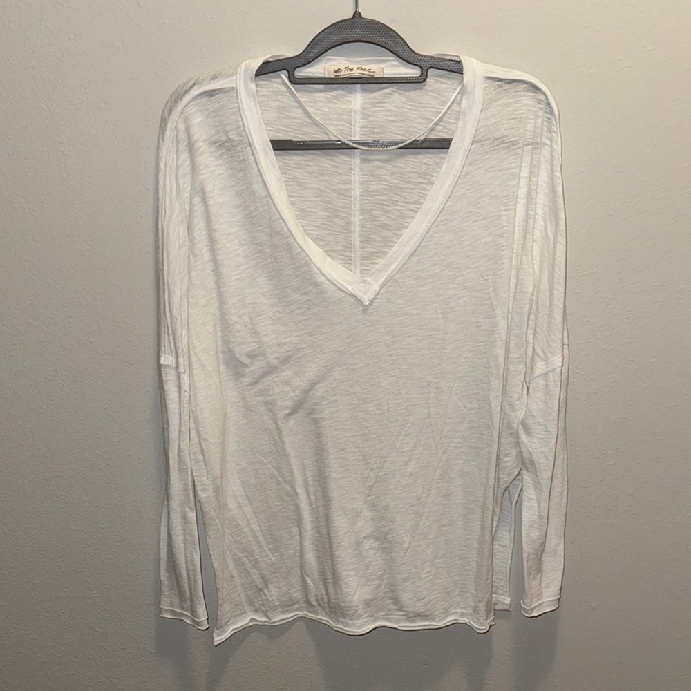 We The Free White V-Neck Blouse